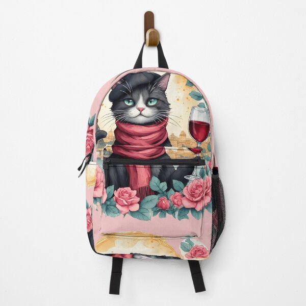 Item preview, A cat in a beret with a glass of red wine near the Eiffel Tower. designed and sold by Natalia-Vlad.