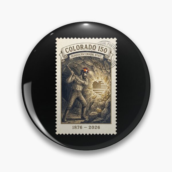 Item preview, Colorado Gold Miner 150th Anniversary - Vintage History Stamp designed and sold by G350.