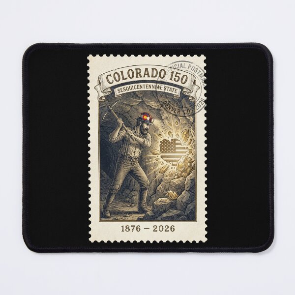 Item preview, Colorado Gold Miner 150th Anniversary - Vintage History Stamp designed and sold by G350.