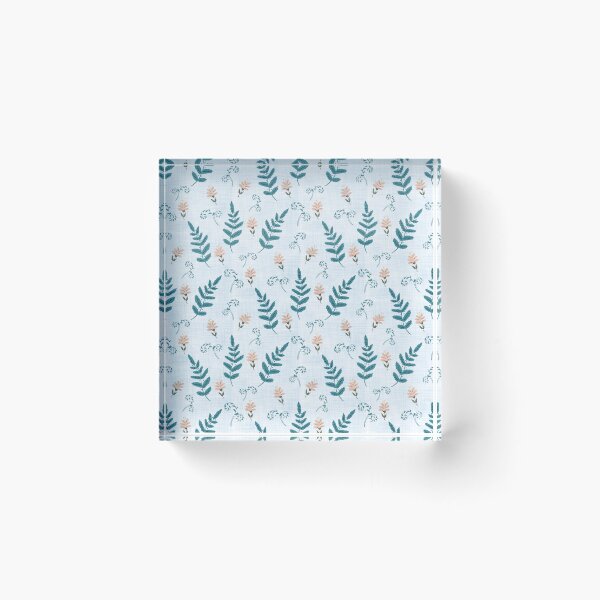 Item preview, Flowers and Ferns Pattern in White with Blue Texture designed and sold by designsbyklm.