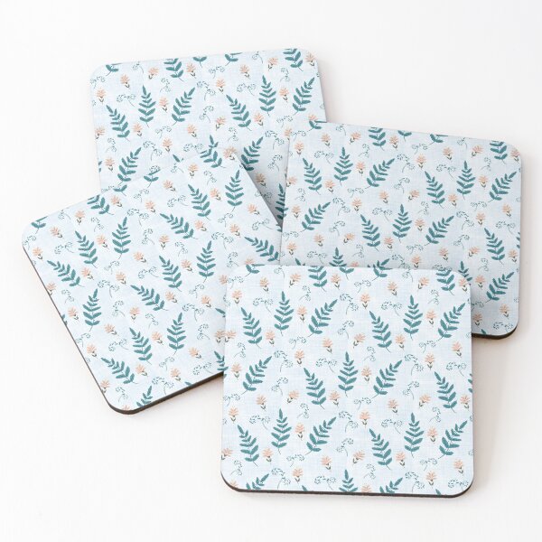 Item preview, Flowers and Ferns Pattern in White with Blue Texture designed and sold by designsbyklm.