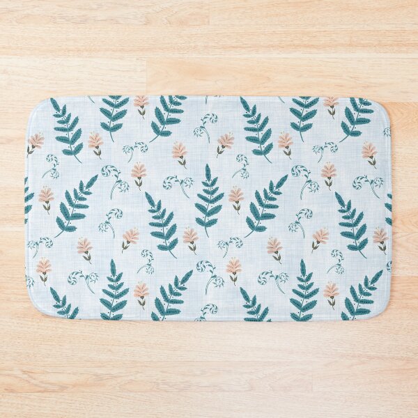 Item preview, Flowers and Ferns Pattern in White with Blue Texture designed and sold by designsbyklm.
