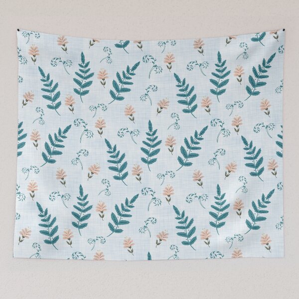 Item preview, Flowers and Ferns Pattern in White with Blue Texture designed and sold by designsbyklm.