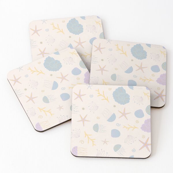 Item preview, Pastel Ocean Life Pattern – Cute Jellyfish, Starfish & Seashells designed and sold by ParulPatternStudio.