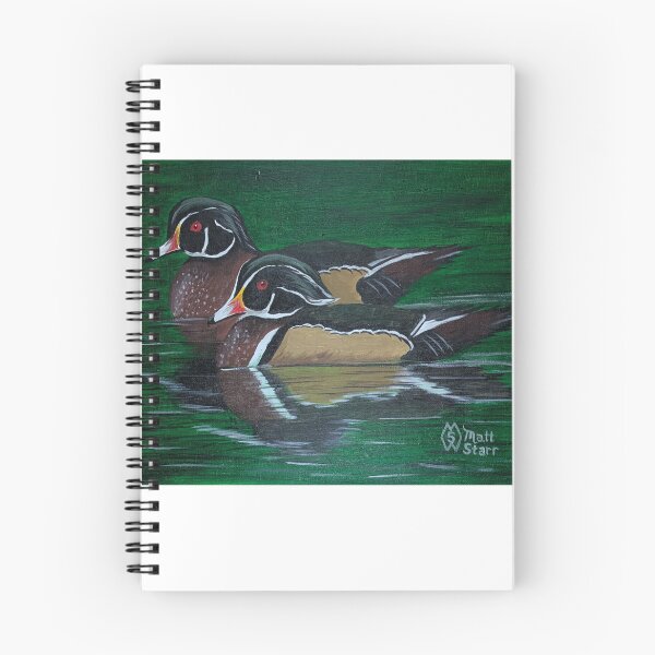 Aperçu de l'œuvre Canards branchus mâles nageant ensemble créée et vendue par Matt Starr Fine Art .