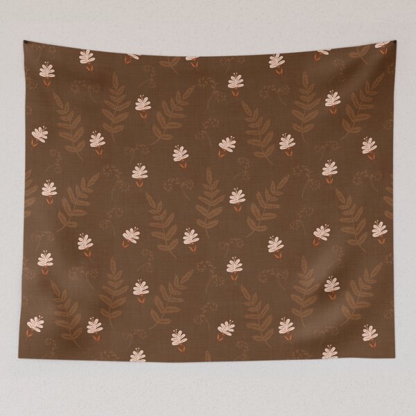 Item preview, Flowers and Ferns Pattern in Brown designed and sold by designsbyklm.