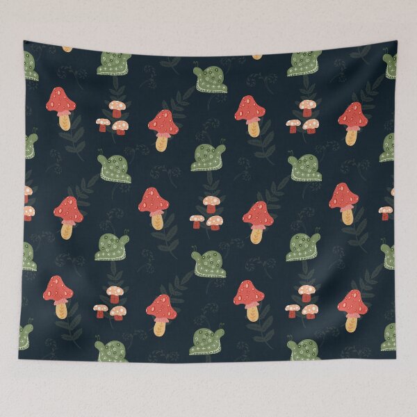 Item preview, Snails and Mushrooms Pattern in Navy designed and sold by designsbyklm.