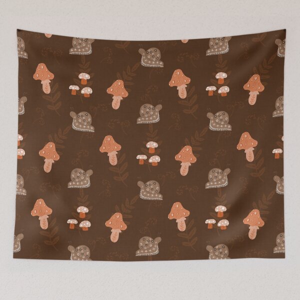 Item preview, Snails and Mushrooms Pattern in Brown designed and sold by designsbyklm.
