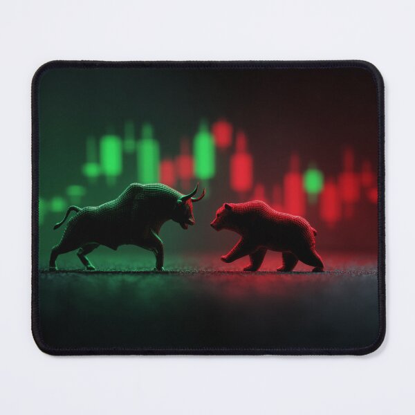Item preview, Bull vs Bear Market Clash - Professional Trading Desk Mat designed and sold by chartlogicneo.
