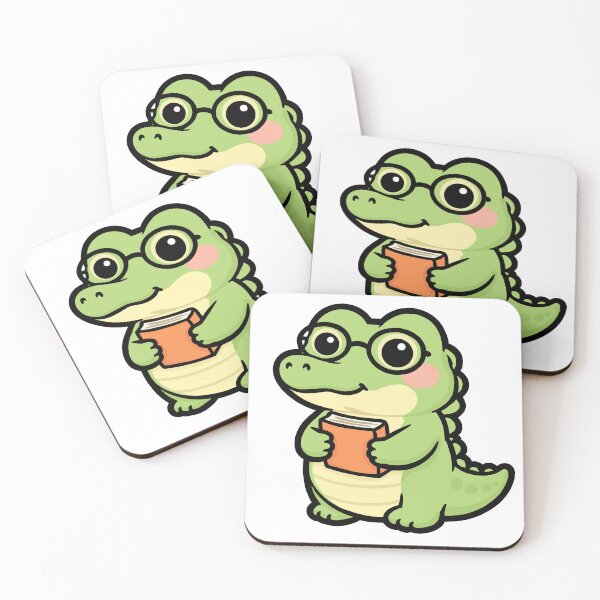 Item preview, Cute Crocodile Reading Book – Cozy Study Animal Illustration designed and sold by CozyCritterShop.