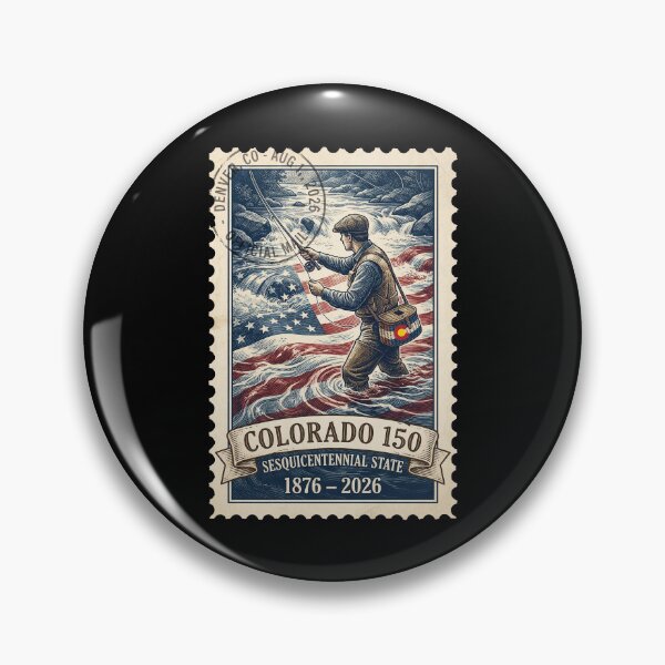 Item preview, Colorado Fly Fishing 150th Anniversary - Vintage Angler Stamp designed and sold by G350.