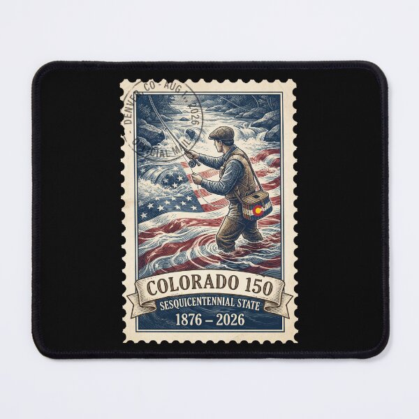 Item preview, Colorado Fly Fishing 150th Anniversary - Vintage Angler Stamp designed and sold by G350.