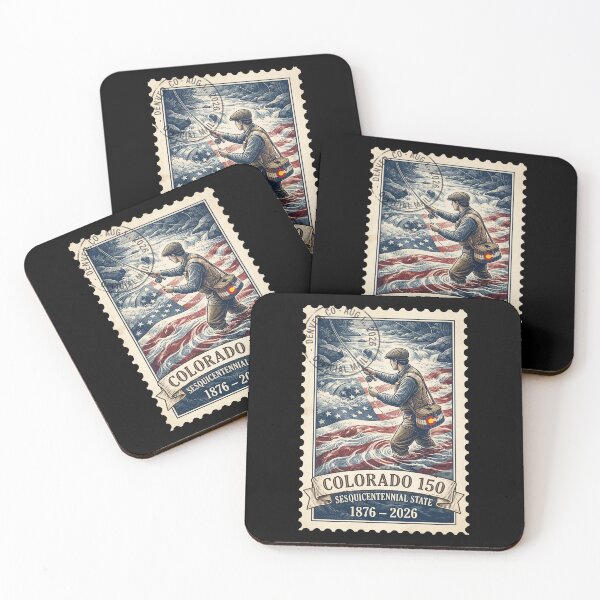 Item preview, Colorado Fly Fishing 150th Anniversary - Vintage Angler Stamp designed and sold by G350.