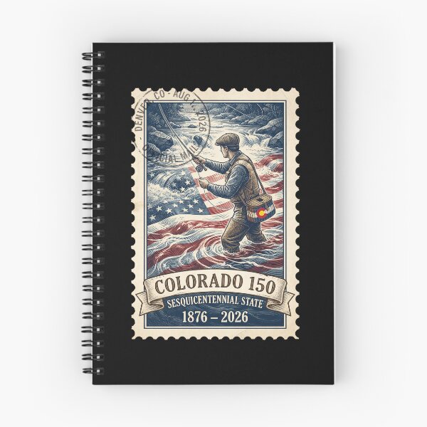 Item preview, Colorado Fly Fishing 150th Anniversary - Vintage Angler Stamp designed and sold by G350.