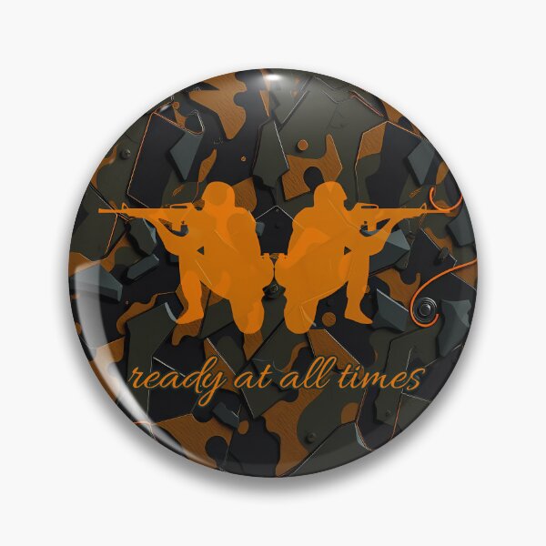 Item preview, Ready At All Times – Futuristic Orange & Army Green Camouflage Design Gamer Streetwear Tee designed and sold by PING_999.