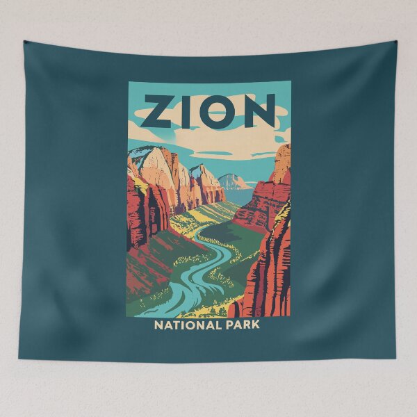 Item preview, A Vintage Travel Art of the Zion National Park - Utah - US  designed and sold by GoodOldVintage.