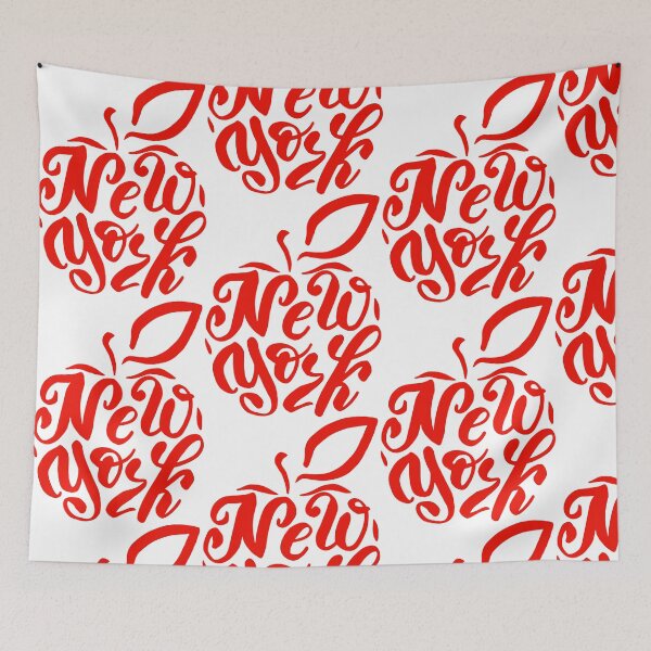 Item preview, New York Hand Drawn Red Apple Calligram designed and sold by shpolka.