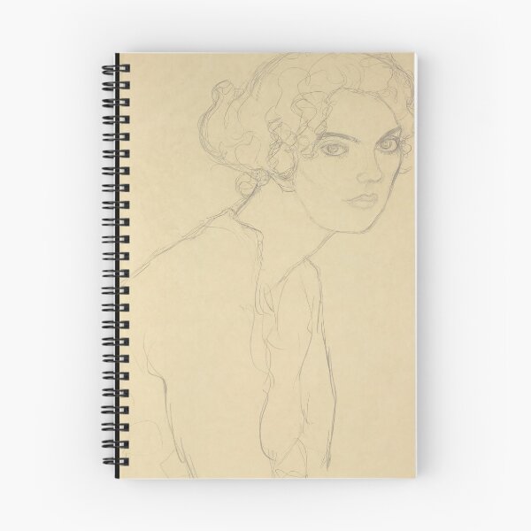 Item preview, Half Length Portrait of a Woman Facing Right by Gustav Klimt: Minimalist Line Art Poster designed and sold by artofuniverse.