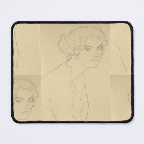 Item preview, Half Length Portrait of a Woman Facing Right by Gustav Klimt: Minimalist Line Art Poster designed and sold by artofuniverse.