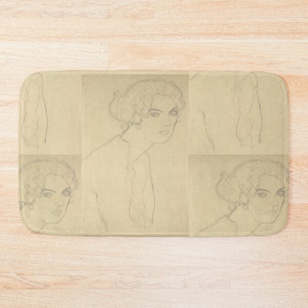 Item preview, Half Length Portrait of a Woman Facing Right by Gustav Klimt: Minimalist Line Art Poster designed and sold by artofuniverse.