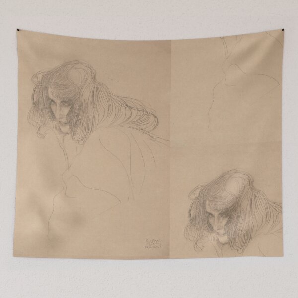 Item preview, Head of a Woman in Three Quarter Profile by Gustav Klimt: Fine Art Poster designed and sold by artofuniverse.