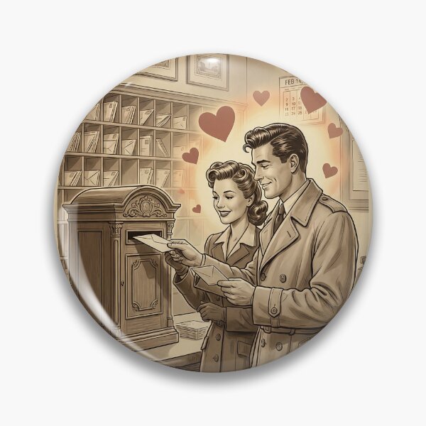Item preview, Vintage 1950s Valentine Couple Mailing Love Letter Illustration designed and sold by 1950s ⭐⭐⭐⭐⭐.