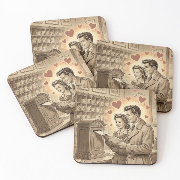 Item preview, Vintage 1950s Valentine Couple Mailing Love Letter Illustration designed and sold by 1950s ⭐⭐⭐⭐⭐.