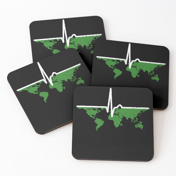 Item preview, Heart Curve - Pulse Earth ECG Environment Continents Climate designed and sold by Halfstone.