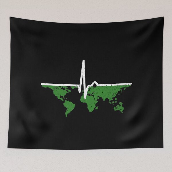 Item preview, Heart Curve - Pulse Earth ECG Environment Continents Climate designed and sold by Halfstone.