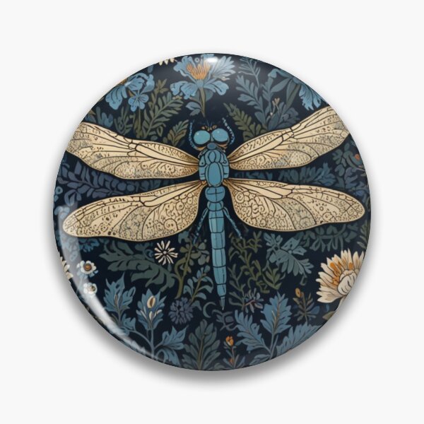 Item preview, Vintage blue white floral dragonfly pattern design designed and sold by hollycooper.