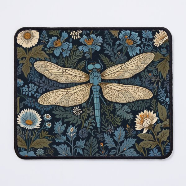 Item preview, Vintage blue white floral dragonfly pattern design designed and sold by hollycooper.