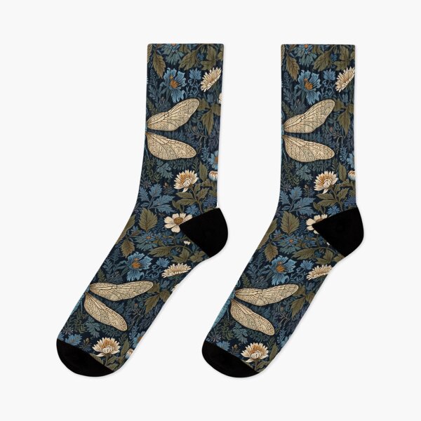 Item preview, Vintage blue white floral dragonfly pattern design designed and sold by hollycooper.