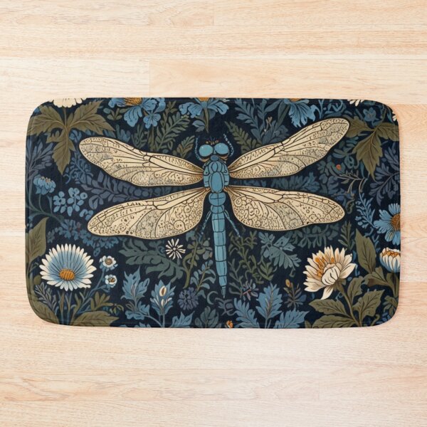 Item preview, Vintage blue white floral dragonfly pattern design designed and sold by hollycooper.