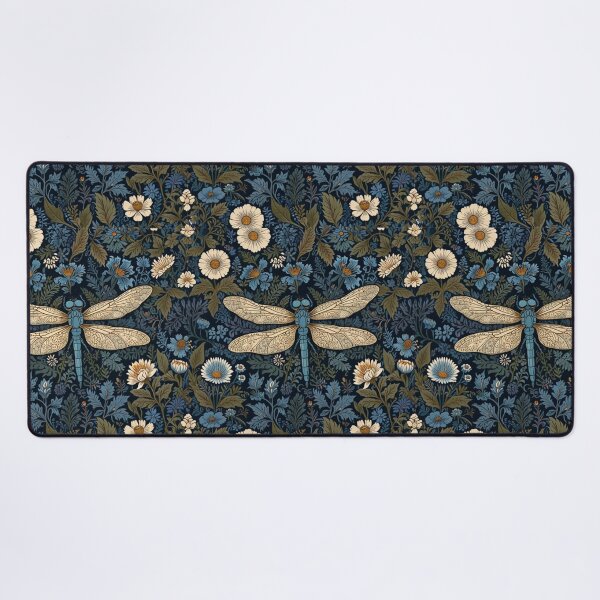 Item preview, Vintage blue white floral dragonfly pattern design designed and sold by hollycooper.