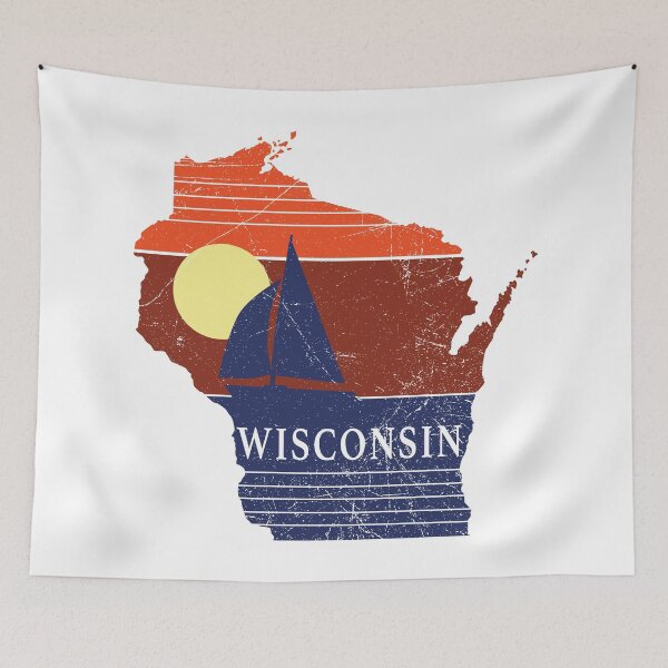 Item preview, Wisconsin State WI Sailboat Sunset Print designed and sold by DoctorWatsonArt.