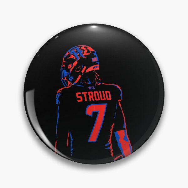 Item preview, CJ Stroud in Shadows – Neon Red & Blue Energy from the Backfield designed and sold by TheArtOfCar.