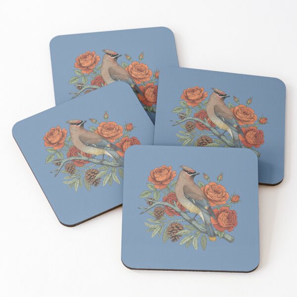 Item preview, Cedar Waxwing On Rose Branch Bird Lovers Design designed and sold by BirdsnStuff.