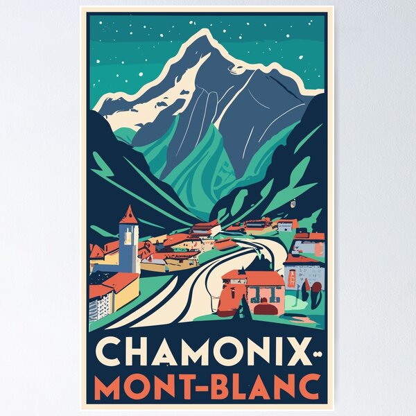 A Vintage Travel Art of Chamonix-Mont-Blanc - France 