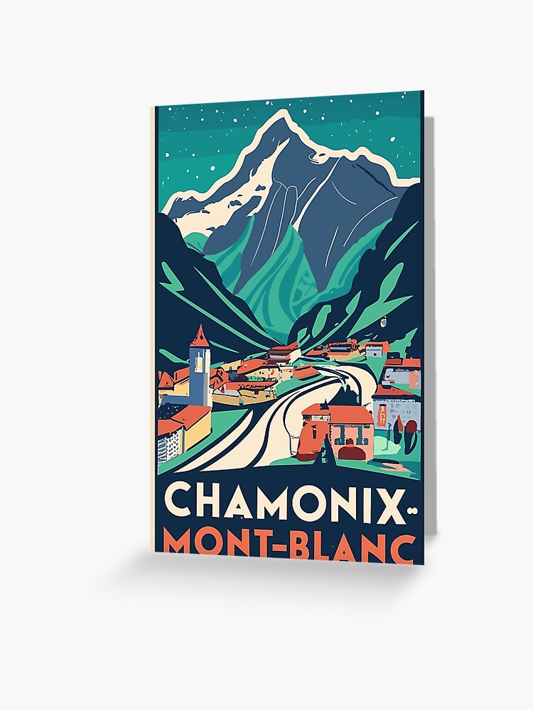 アート・デザイン・音楽 Guide to Chamonix and the Mont Blanc Chamonix Mont-Blanc Vintage Print | Ski Poster