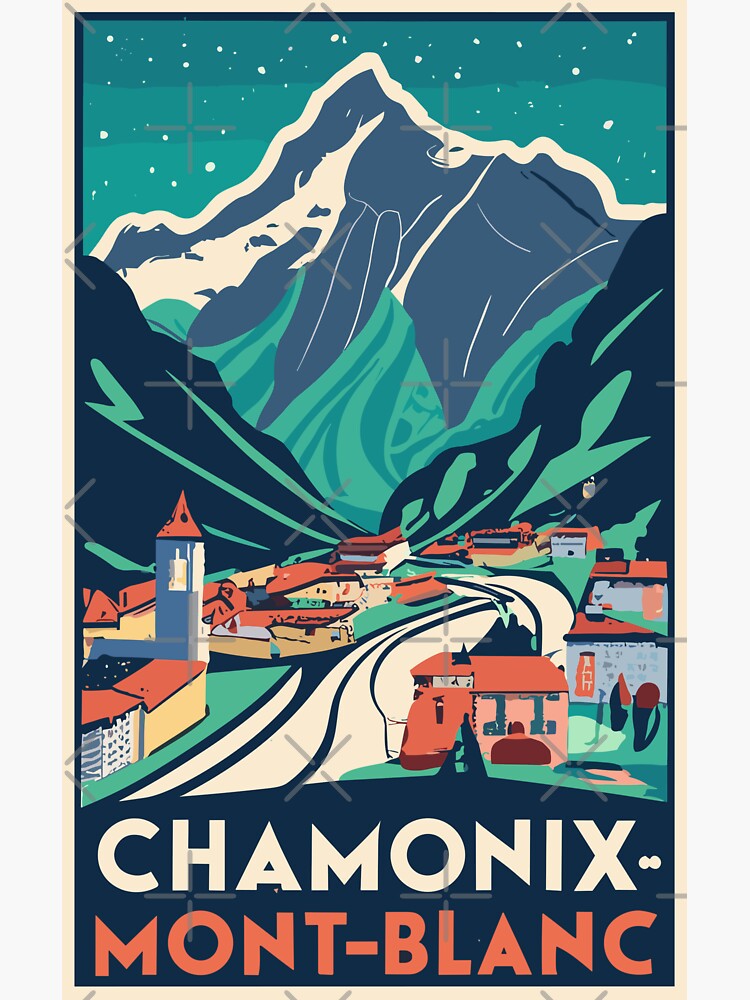 A Vintage Travel Art of Chamonix-Mont-Blanc - France 