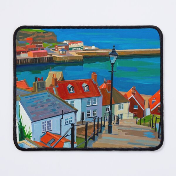 Item preview, Sunny Whitby Steps Painting - Vibrant Yorkshire Coast designed and sold by VistaPainterArt.