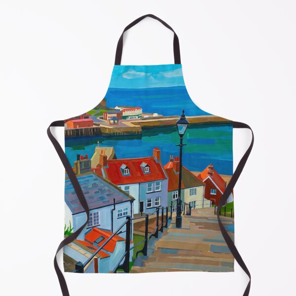 Item preview, Sunny Whitby Steps Painting - Vibrant Yorkshire Coast designed and sold by VistaPainterArt.