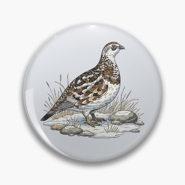 Item preview, Vintage Winter Ptarmigan in Wildlife Style designed and sold by BirdsnStuff.