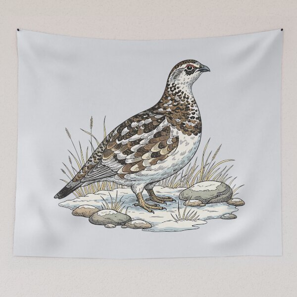 Item preview, Vintage Winter Ptarmigan in Wildlife Style designed and sold by BirdsnStuff.