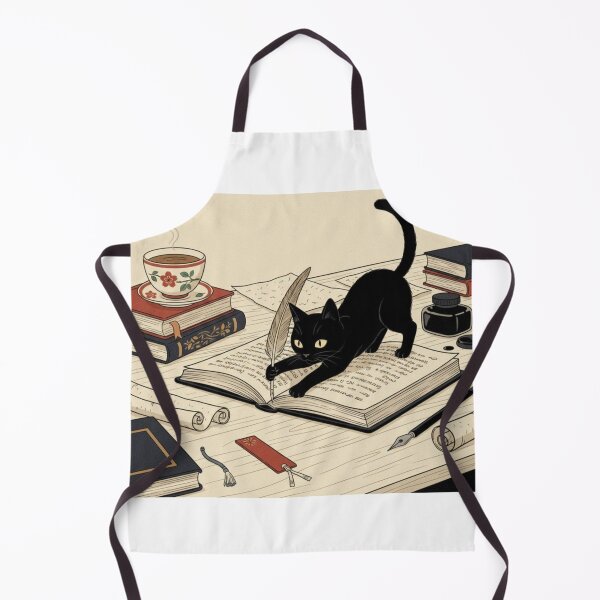 Item preview, Mystical Black Cat Writing With Quill Illustration designed and sold by AbstractAuraArt.
