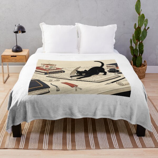 Item preview, Mystical Black Cat Writing With Quill Illustration designed and sold by AbstractAuraArt.
