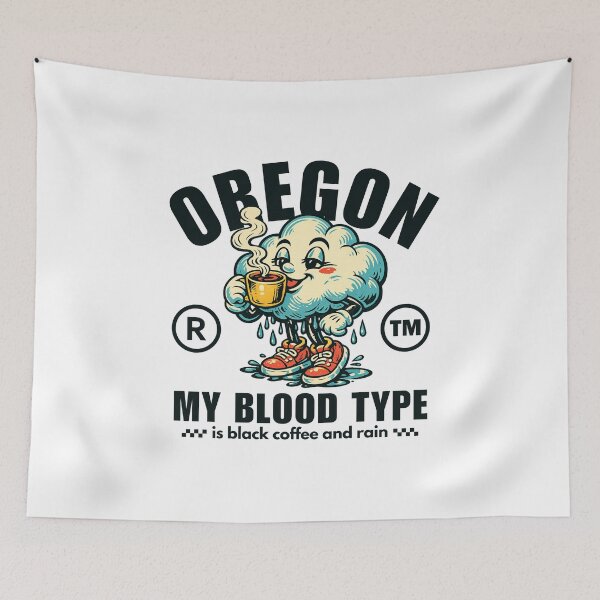 Item preview, Oregon : my blood type is black coffee and rain designed and sold by Peerless-Prime.