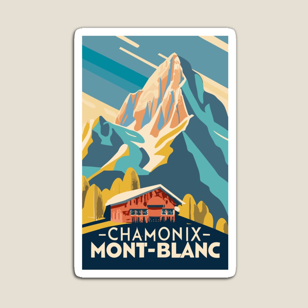 A Vintage Travel Art of Chamonix-Mont-Blanc - France 