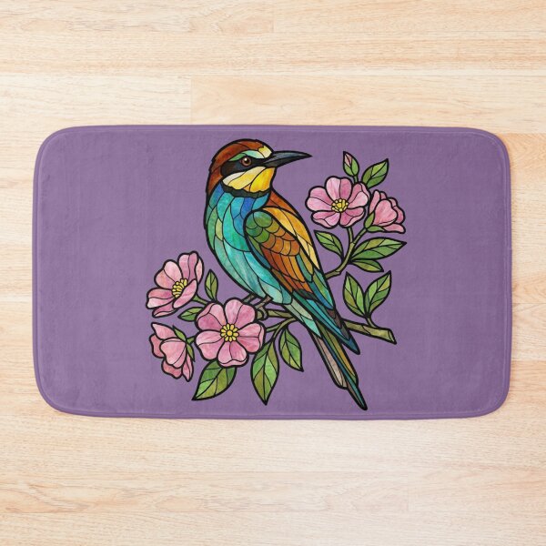 Item preview, Stained Glass European Bee Eater with Blossoms designed and sold by BirdsnStuff.