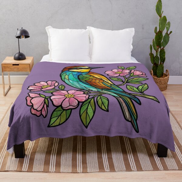 Item preview, Stained Glass European Bee Eater with Blossoms designed and sold by BirdsnStuff.